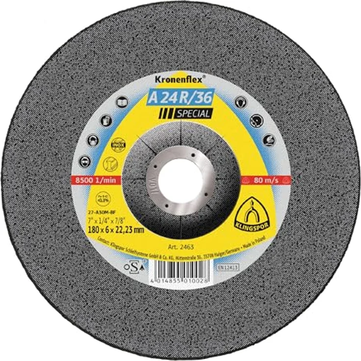 Klingspor 2830 A 24 R 36, Schruppscheibe Spezial, 125x6x22,23 mm, Verpackungseinheit 10, GEK – Bild 1
