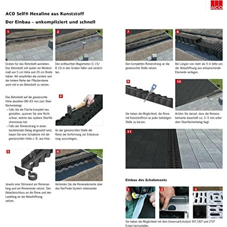 ACO Self Hexaline 2.0 Rinnenkörper inkl. Stegrost Stahl verzinkt 1000 mm – Bild 6