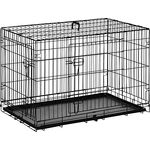 PawHut Hundekäfig Transportkäfig Drahtkäfig Hundebox Transportbox Reisebox Schwarz 91x61x67 cm mit herausnehmbarer Bodenwanne und optimaler Luftzirkulation