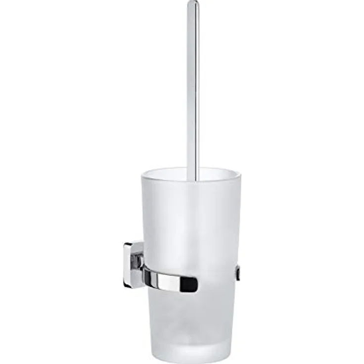Smedbo Eishalter mit WC-Bürste, Milchglas, Chrom poliert