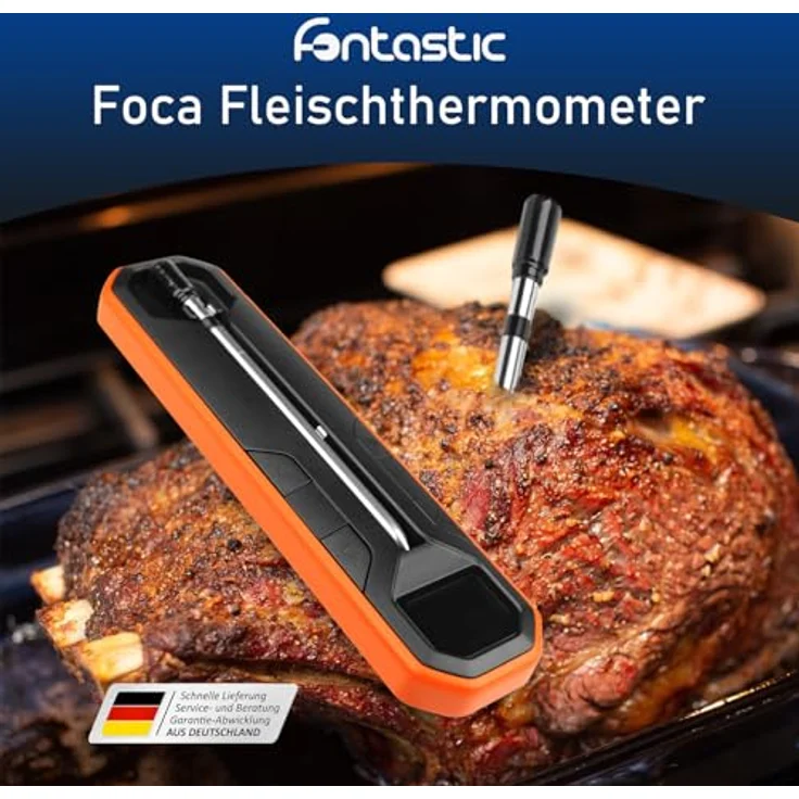 Fontastic Foca, kabelloses Fleischthermometer mit App, Edelstahl, Bluetooth, Temperaturbereich 0-275°C, IP67, für punktgenaues BBQ – Bild 2