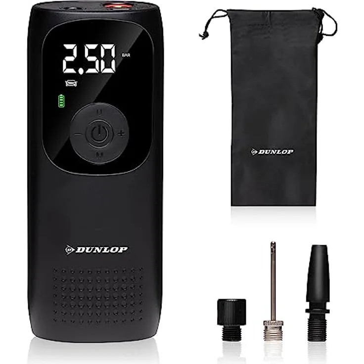 DUNLOP Elektrische Luftpumpe 150PSI - Akku Kompressor mit USB-C Anschluss - Schwarz