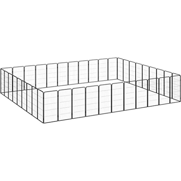 vidaXL Hunde-Laufstall, pulverbeschichteter Stahl, robust, konfigurierbar, langlebig, perfekt für Trainer und Hundeliebhaber, Schwarz