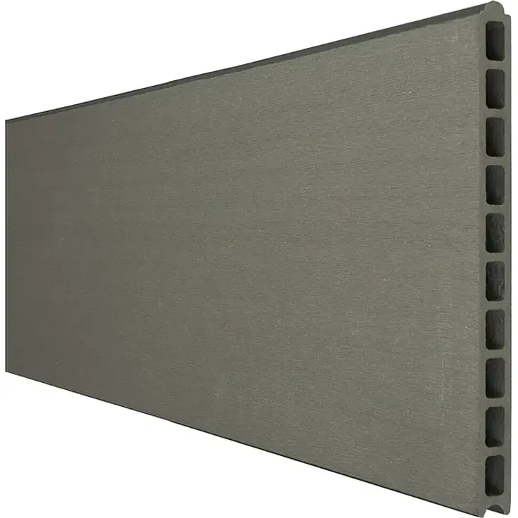 GroJa Solid Steckzaun Grande, moderner Sichtschutzzaun mit breiter Füllungsgeometrie, 180 x 24 cm, grau