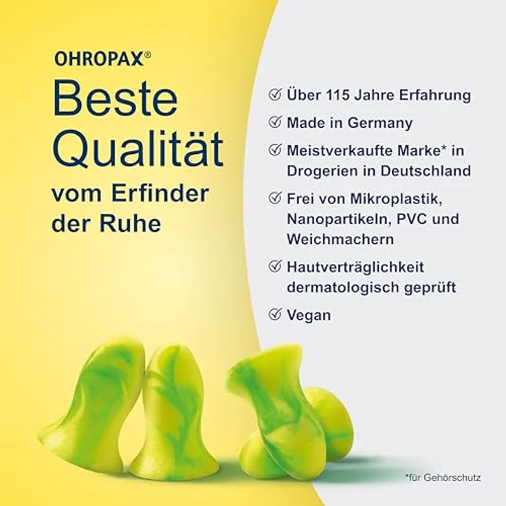 OHROPAX Young Ohrstöpsel, IN-Ohr-Stöpsel für kleinere Gehörgänge, weicher Schaumstoff, Schalldämmwert SNR 35 dB, 2 Stück mit Aufbewahrungsbox – Bild 2
