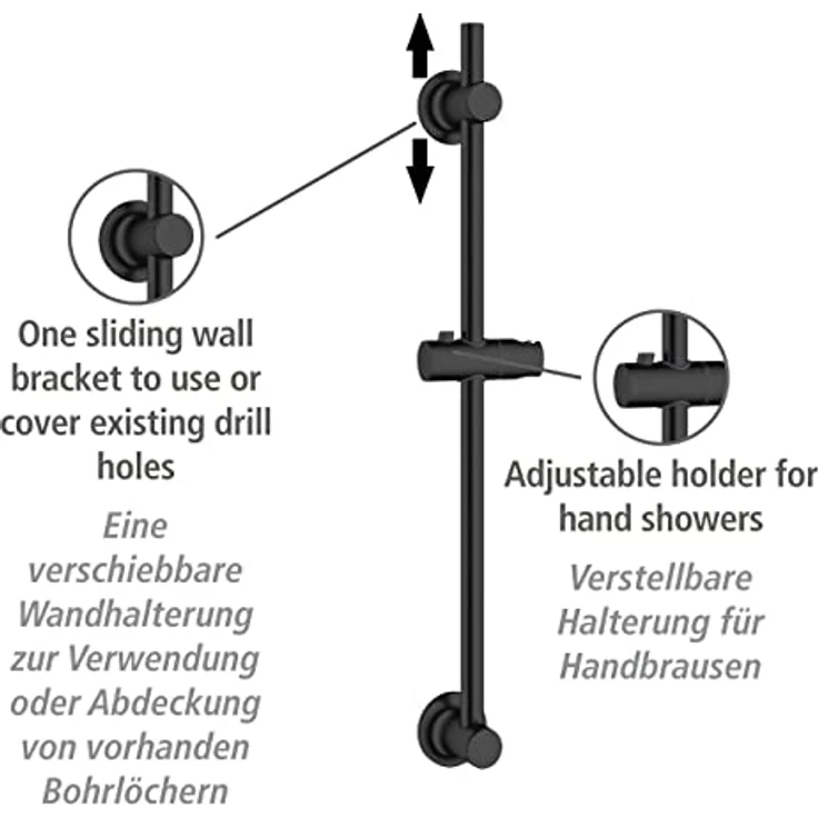 "WENKO Handbrause, Duschstange ohne Bohren, Edelstahl, 70 cm" – Bild 2