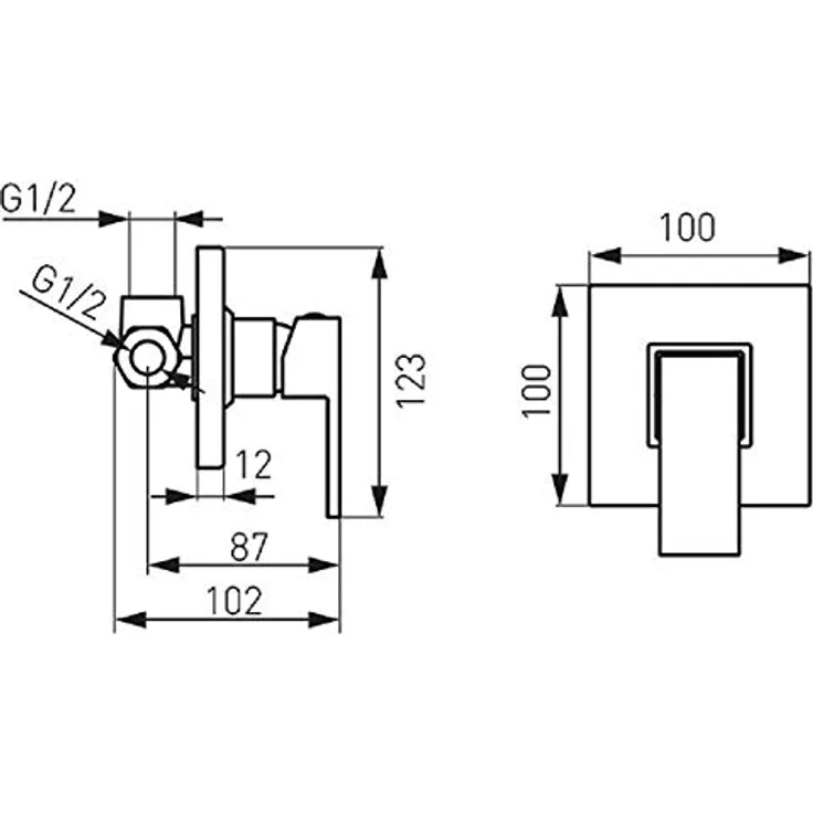 Saniworld Unterputz Duscharmatur Armatur Dusche Brausebatterie UP quadro quadratisch eckig, Design Unterputzarmatur, langlebige Keramikkartusche, massiver Wandeinbaukörper – Bild 2