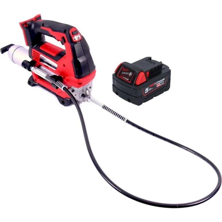 Milwaukee M18 GG-501 Akku Fettpresse, 18 V mit 690 bar, 1x 5,0 Ah Akku - ohne Ladegerät, ergonomisches Design, 1219 mm Schlauchlänge