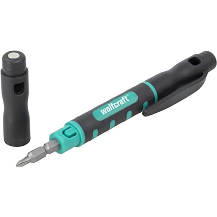 Wolfcraft Mikro-Bit-Pen 8736000, 132mm mit 4 Wendeklingen für Mikro-Schrauben, inkl. Magnetkappe und Clip