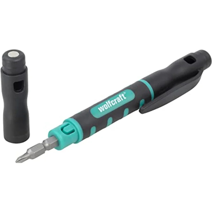 Wolfcraft Mikro-Bit-Pen 8736000, 132mm mit 4 Wendeklingen für Mikro-Schrauben, inkl. Magnetkappe und Clip – Bild 1