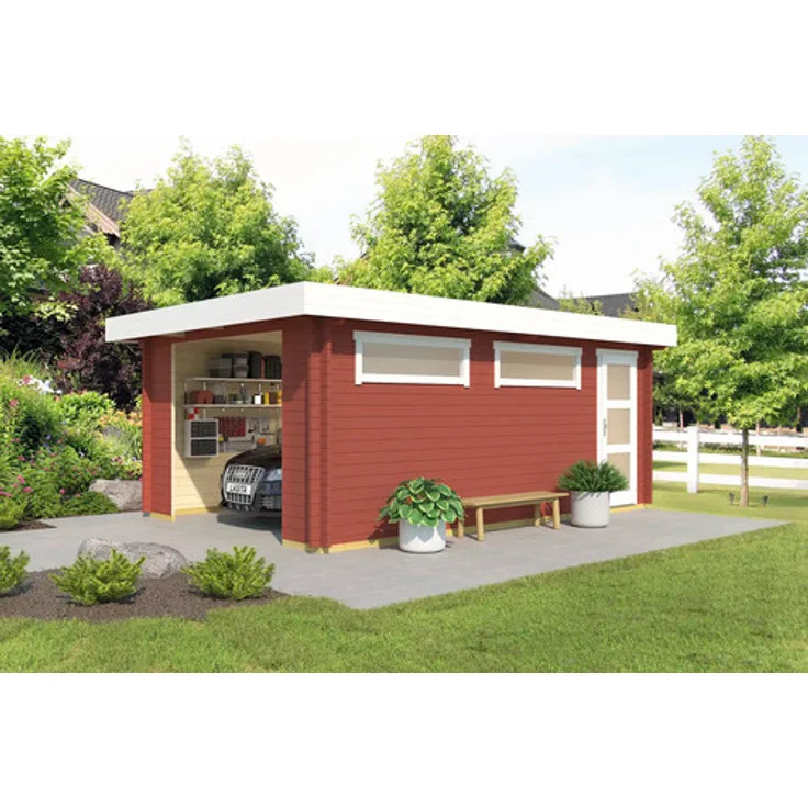 Outdoor Life Einzelgarage Canberra ohne Tor 360 x 540 cm nordische Fichte, schwedenrot