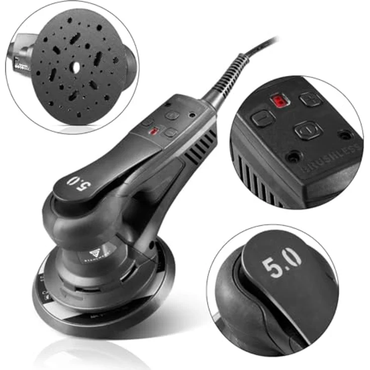 STAHLWERK Exzenterschleifer ES-150 ST, 350 W, vibrationsarm, Brushless mit 150-mm-Schleifteller, Set mit Schleifblöcken P80-P320 – Bild 3
