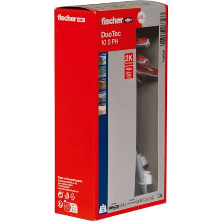 fischer DuoTec 10 S PH, Kippdübel mit Panheadschraube, 2-Komponenten-Hohlraumdübel für Gipskarton- und Holzplatten, 10 Stück + 10 Schrauben – Bild 1