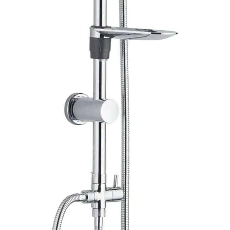 Belvit Hansgrohe Vernis Blend Einhebel Duschset, Regendusche 20 x 20 cm, Handbrause mit 3 Strahlarten, Keramikmischsystem, Temperaturbegrenzung, Duschstange 85 cm, Wandmontage, Chrom Grau – Bild 5