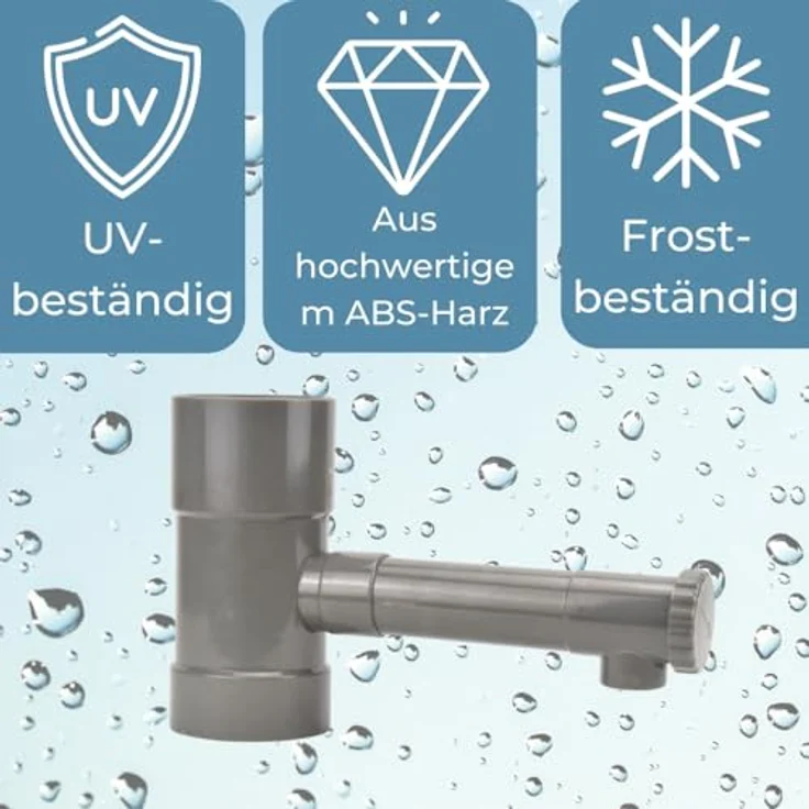 GarPet 2er Set Regendieb Wasserdieb Fallrohr Abzweig mit Hahn, 80 mm, UV-beständig und langlebig für effiziente Regenwassernutzung – Bild 5