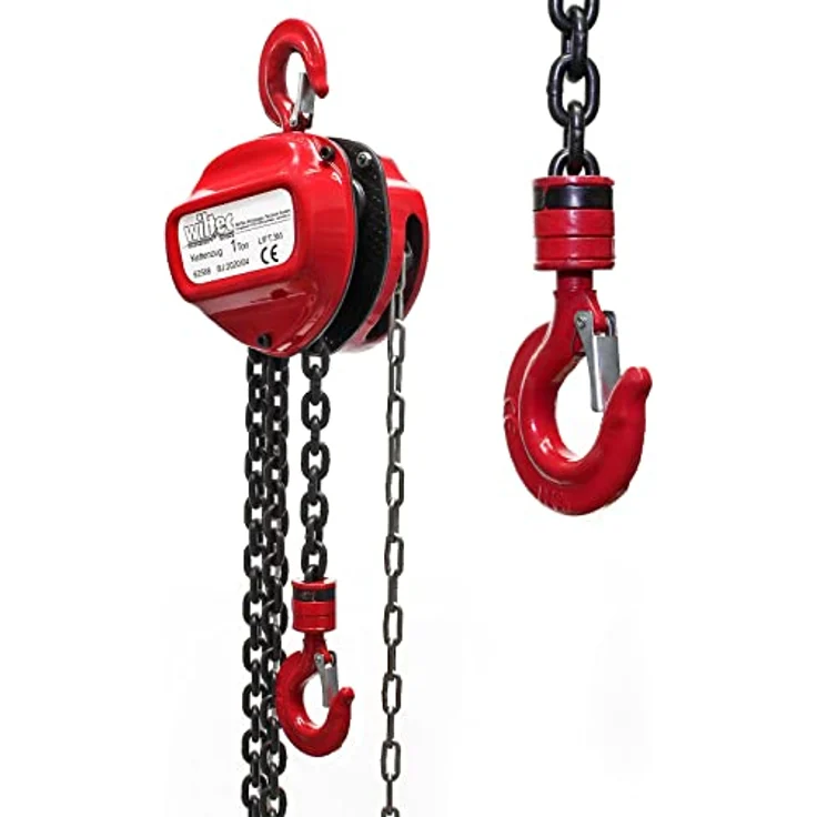 Wiltec Kettenzug 1000Kg 1T, 3M Kettenlänge, Hubhöhe 25M, robuster Seilzug mit drehbarem Lasthaken – Bild 1