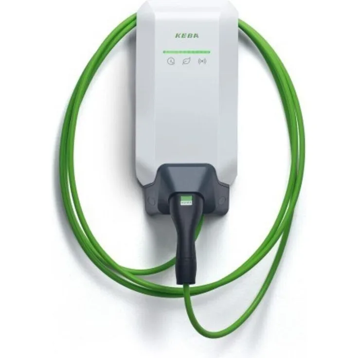 Keba Wallbox 11kW-3phase, Elektroauto Ladestation mit Typ 2-Anschluss, FI Typ B, RFID-Zugangsschutz, 6 Meter Kabel, robustes Kunststoffgehäuse