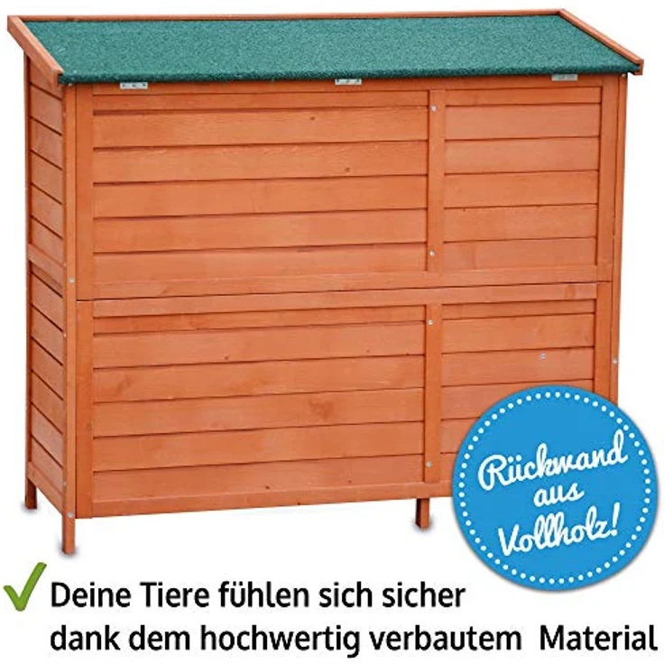 zooprinz brandneuer Hasenstall Krümmel - Zweistöckiges Kaninchenhaus mit XXL Kotschubladen - Witterungsbeständig und leicht zu reinigen - Kleintierstall, Holz (XXL, Braun) – Bild 4