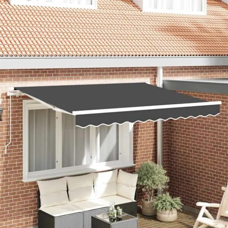 vidaXL Markisenersatzstoff Anthrazit 280 x 195 cm, wetterfestes Polyester mit UV-Schutz und Volant – Bild 2