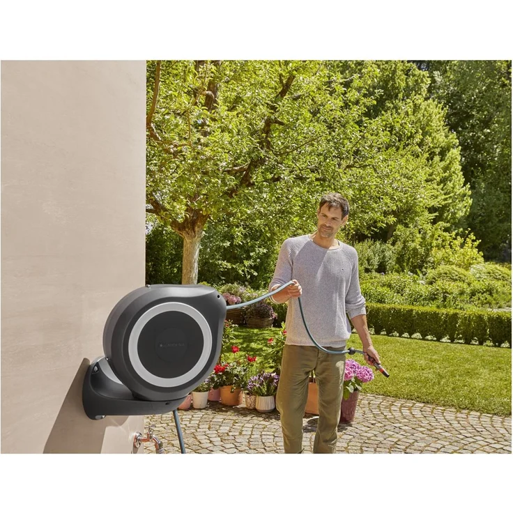 GARDENA Wand-Schlauchbox RollUp S 18602-20 15 Meter Schlauchlänge weiß Kunststoff 18602-20 180° schwenkbar frostsicher, UV-beständig – Bild 12