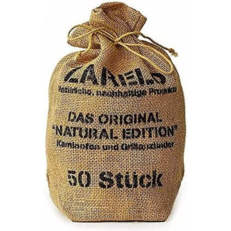 ZARELO Original nachhaltige Jutesäcke Grill- und Kaminanzünder 1 Sack mit 50 Stk.