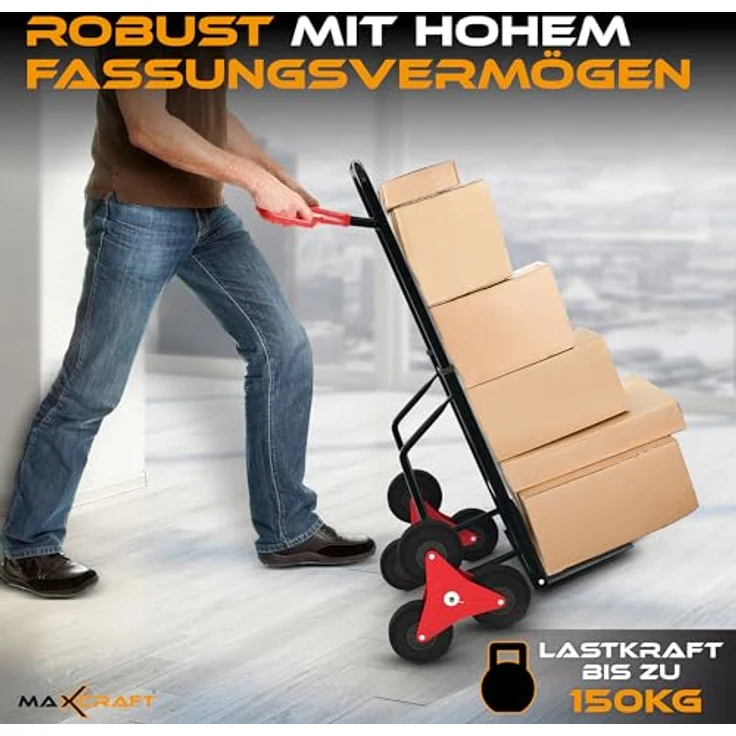 MAXCRAFT Treppenkarre bis 150 kg - 6 Räder, Schwarz – Bild 5