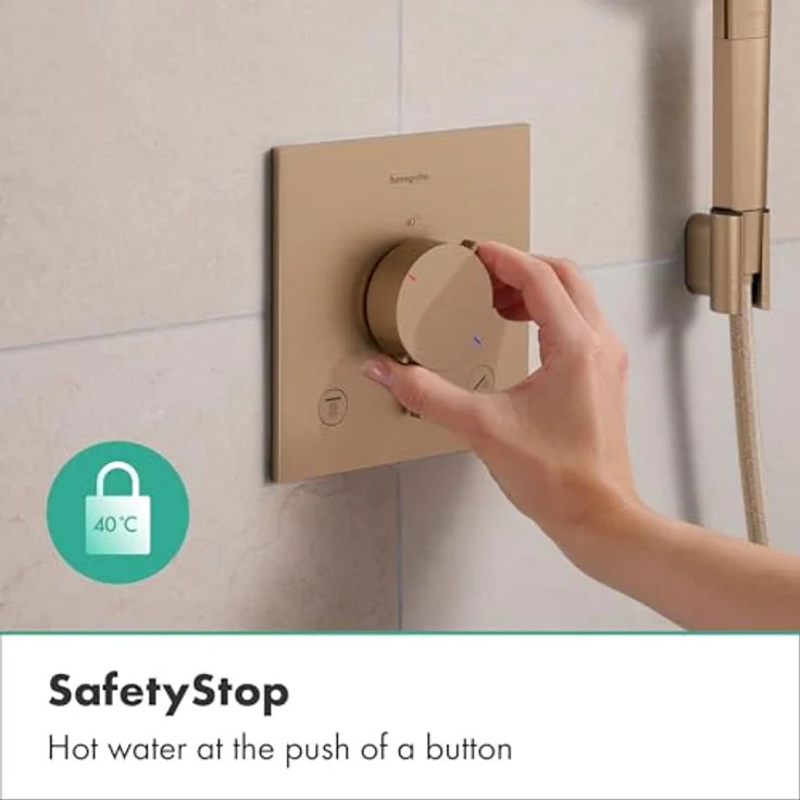 hansgrohe Ecostat Comfort E Duschthermostat Unterputz, Mischbatterie mit SafetyStop bei 40°C für 2 Verbraucher, Brushed Bronze, 33711140 – Bild 3