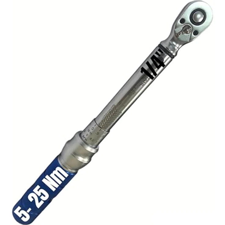 SW-Stahl 03809L Drehmomentschlüssel 1/4 Zoll, verstellbar 5-25 Nm mit ergonomischem Griff, Ratsche 48 Zähne für PKW-Reifenwechsel – Bild 1