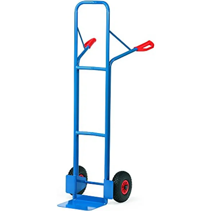 FETRA Stahlrohrkarre B1327V, Sackkarre mit pulverbeschichteter blauer Schaufel 250x320mm und Vollgummibereifung, Tragkraft 300 kg