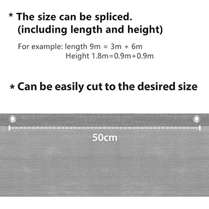 Sekey Balkon Sichtschutz Balkonabdeckung HDPE 220 g/m², Leicht Transparent Wind- und UV-Schutz Wetterfest 90 x 300cm, mit Ösen, Nylon Kabelbinder und Kordel, Hellgrau – Bild 5