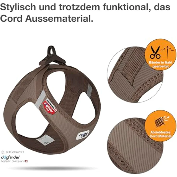 Curli Vest Harness Clasp Cord, Hundegeschirr für kleine und mittelgroße Hunde, ergonomische Passform, braun, Größe L – Bild 2