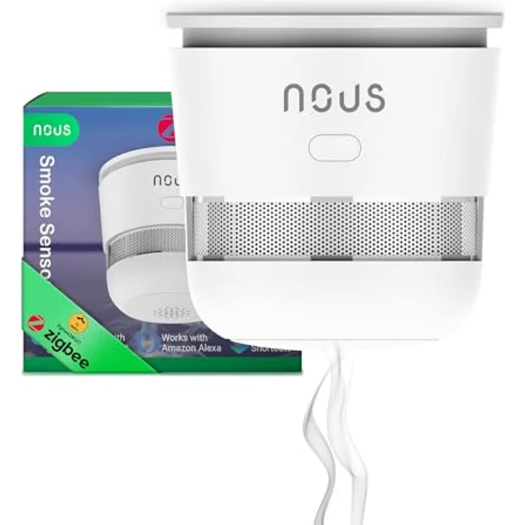 NOUS E8 ZigBee Smart Rauchmelder, fotoelektrischer Sensor, TÜV Rheinland zertifiziert, 85 dB Alarm, kompatibel mit Alexa und Google Home, für Wohnungen und Büros – Bild 1