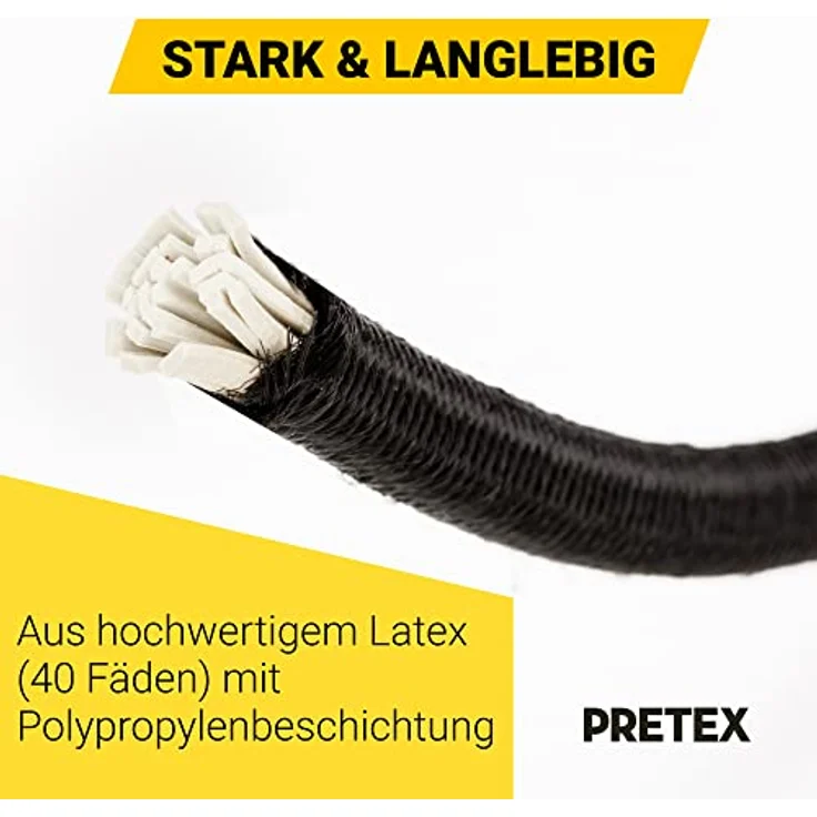 PRETEX Spanngummi mit Haken - Set mit 25 Stück x 18cm Expander mit Öse - Hochbelastbare Gummispanner für Camping und Anhänger - Latex und Stahl, wetterfest – Bild 2