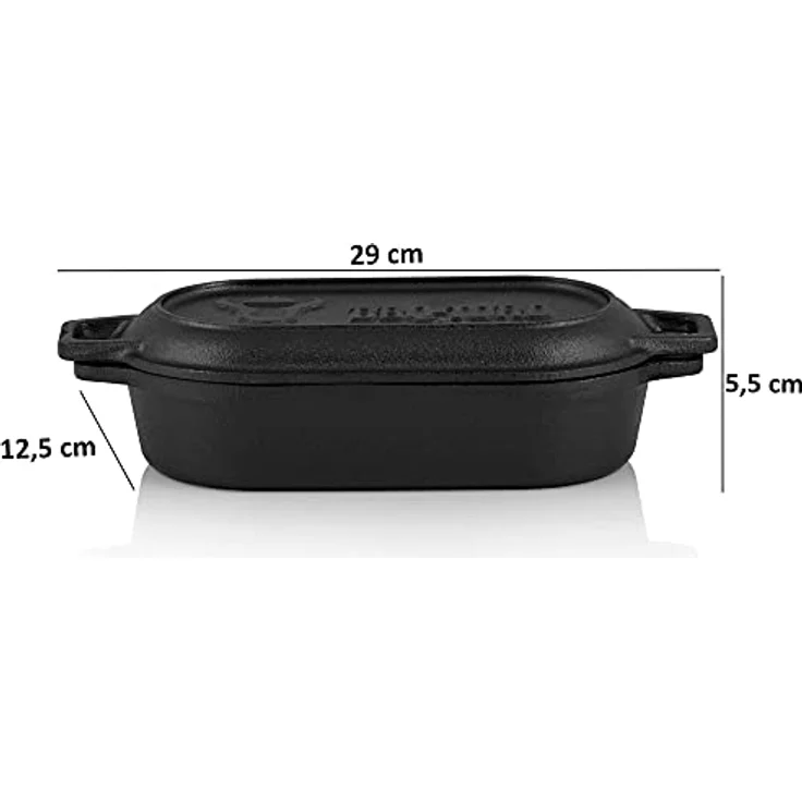 BBQ-Toro Gusseisen Bräter | 1 Liter - 29 x 12,5 x 5,5 cm | bereits eingebrannt - preseasoned | Dutch Oven Topf, Gusseisen Kochtopf, Gusstopf, Baking Pot | Backtopf ideal für Backwaren, Eintopf – Bild 3
