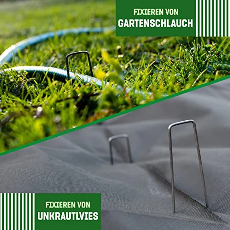 GardenGloss® Erdanker aus Stahl unverzinkt, stabile Bodenanker für Unkrautvlies und Zaun, 150 mm lang, 25 mm breit, Ø 2.7 mm, schwarz, 250 Stück – Bild 5