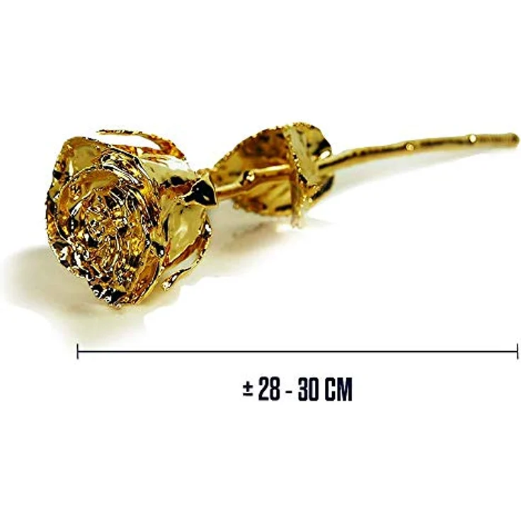 Mikamax Kunstpflanze Goldene Rose, 30 cm, vergoldete Ewigkeitsrose mit Geschenkbox und Echtheitszertifikat – Bild 5