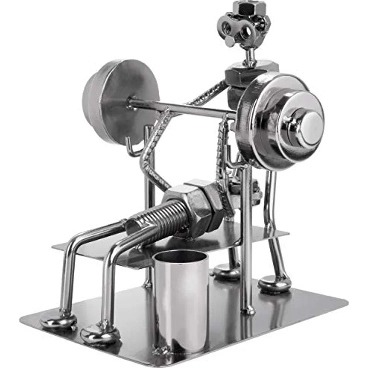 BRUBAKER Schraubenmännchen Bodybuilder - Metallfigur Handarbeit mit Stiftehalter – Bild 3