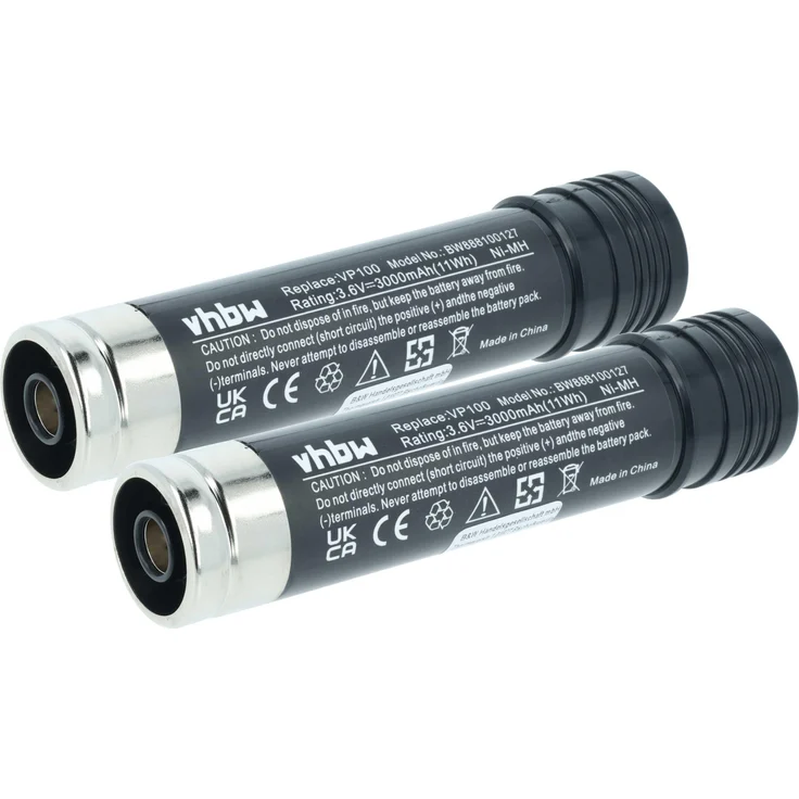 vhbw 2x Akku für Black & Decker Versapak VP7251, VP7251C, VP940, VP730, VP750, NiMH, 3000 mAh, 3,6 V
