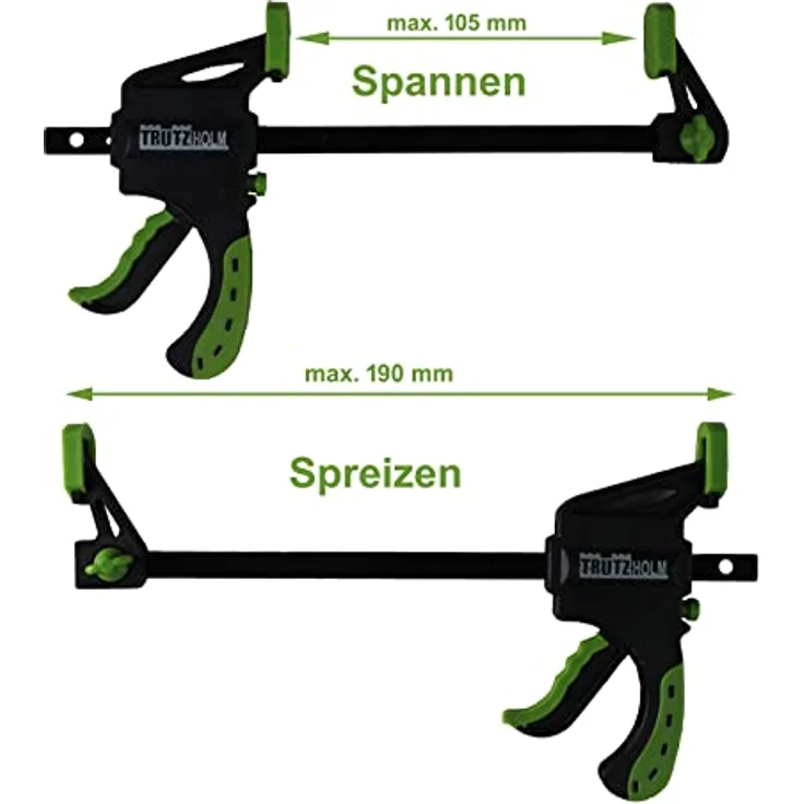 TrutzHolm 10er Set kleine Einhandzwingen mit Soft-Grip-Griffen 35x105 mm – Bild 5