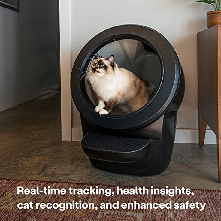Litter-Robot 4 mit Tritt & Zaun von Whisker (Schwarz) - Selbstreinigende Katzentoilette, WiFi, klumpendes Streu, 2-Jahre Garantie – Bild 4