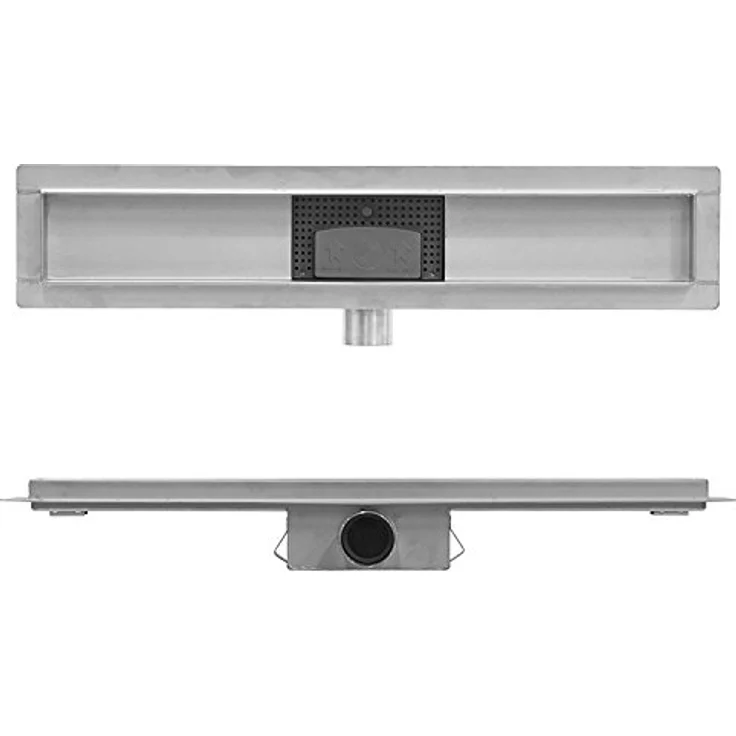 Elbe Duschrinne 90cm Extra Flach, Bodenablauf mit 304 Edelstahl Glasabdeckung, komplettes Haarsieb und Siphon mit Geruchsstop (2 in 1) – Bild 4