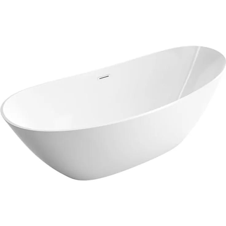Bernstein BELLAGIO 2.0, Freistehende Badewanne aus weiß glänzendem Acryl, 170x78 cm, doppelwandig, mittiger Ablauf
