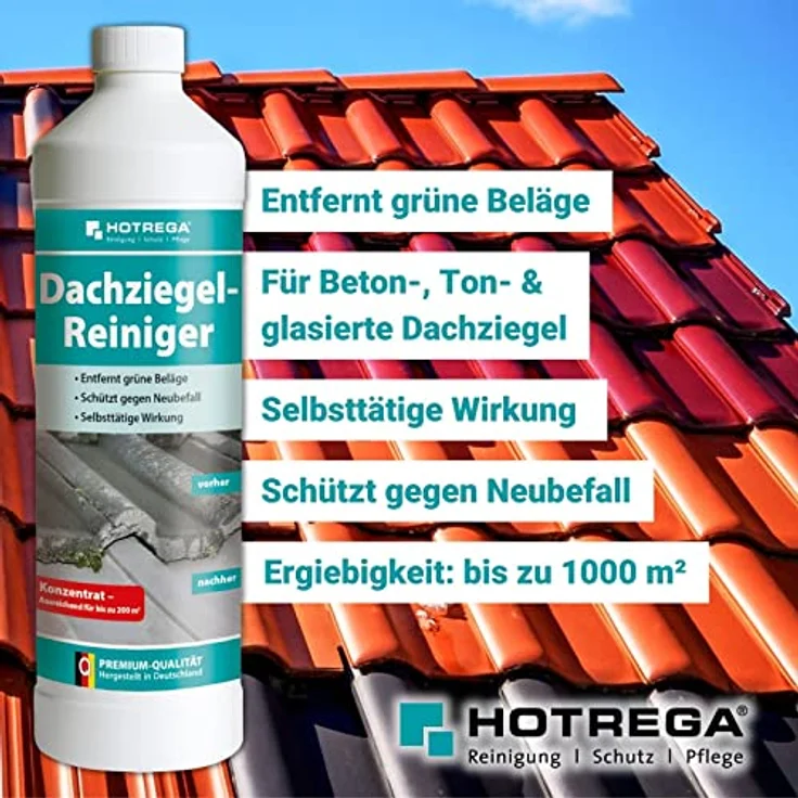 HOTREGA Dachziegel Reiniger Konzentrat - Dachreiniger, Ziegelreiniger 1 Liter – Bild 2