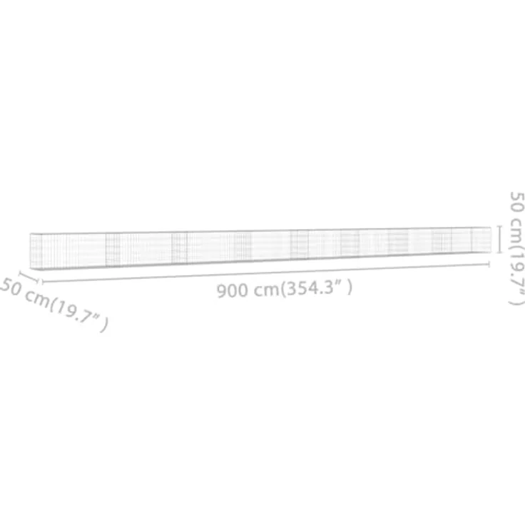 vidaXL Gabionenwand mit Abdeckung Verzinkter Stahl 900×50×50 cm – Bild 4