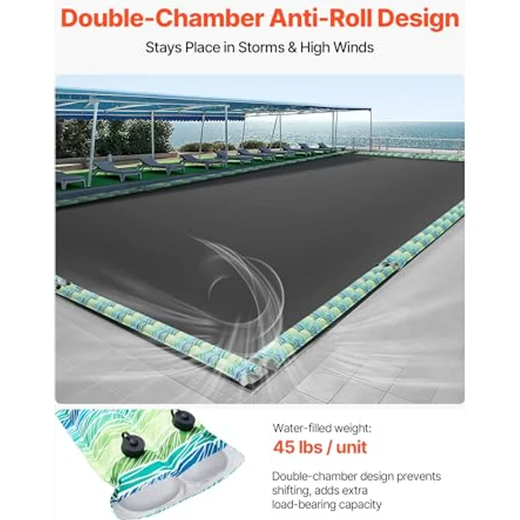 VEVOR Pool Beschwerungssack, 6er Pack à 240x30 cm, 0,4 mm dicke PVC-Wassersäcke mit Reflektorstreifen und auslaufsicherem Schraubverschluss, zur Befestigung von Poolabdeckungen im Winter, blau – Bild 4