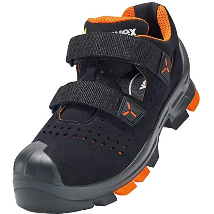 Uvex 2 Sicherheits-Sandale gelocht Gr. 40, metallfrei, ESD, stoßdämpfend, schwarz/orange