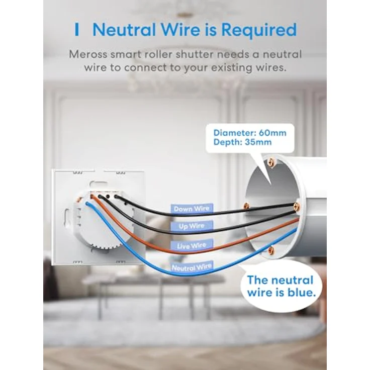 Meross Smart Rolladenschalter WLAN mit Zeitschaltuhr, kompatibel mit HomeKit, Alexa und Google Home, 80x80mm – Touch-Schalter für elektrische Rollläden, 4er Pack (benötigt Nullleiter) – Bild 3