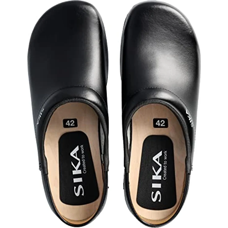 Sika Schuh Traditionell Clog, Robuster Arbeitsschuh aus Permair® Leder, rutschhemmende PU-Laufsohle, schwarz, Größe 38 – Bild 2