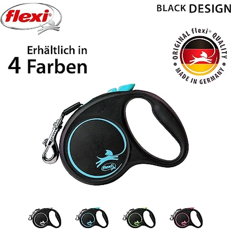 flexi Rollleine Design - Schwarz/Blau - S, 5m, Hundeleine – Bild 4