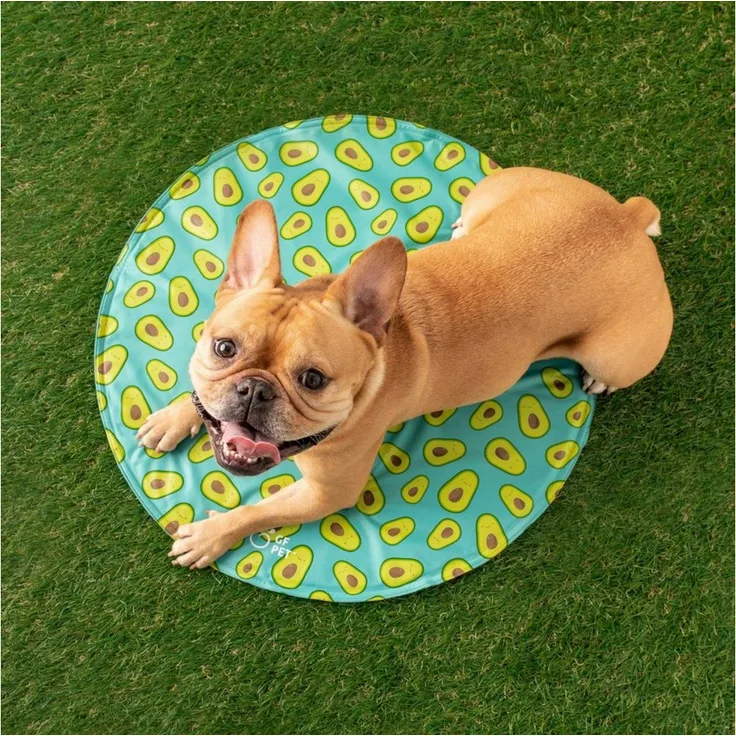 GF Pet Hundematte Elastofit Runde Kühlmatte für Hunde und Katzen - Blau - S/M mit bis zu 7°C Kühlung